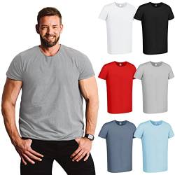 6 Stück Herren Übergrößen T-Shirt Baumwolle Kurzarm Rundhalsausschnitt Unifarben Passform Unterhemden Taillierte T-Shirts (4XL) von Boyiee