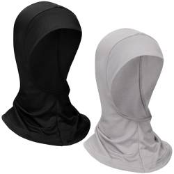 Boyiee 2 Stück Hijab Kappen Hijab Kopftücher Dehnbare Hijab Unterkappen Elastische Hijab Unterkopftücher Vollständiger Abdeckung Hijab Turban für Frauen (Schwarz, Dunkelgrau) von Boyiee