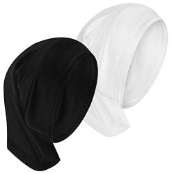 Boyiee 2 Stück Hijab Kopftücher Hijab Tube Elastische Hijab Unterschals Atmungsaktive Hijab Kappen für Frauen (Schwarz, Weiß) von Boyiee