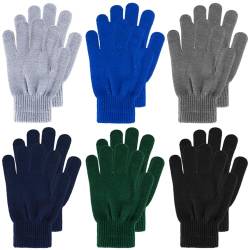 Boyiee 6 Paar Strickhandschuhe Erwachsene Vollfinger Handschuhe für Unisex Damen (Dunkelgrau, Hellgrau, Königsblau, Marineblau, Armeegrün, Schwarz, M) von Boyiee