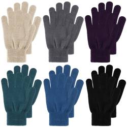 Boyiee 6 Paar Strickhandschuhe Erwachsene Vollfinger Handschuhe für Unisex Damen (Schwarz, Grau, Grün, Lila, Blau, Khaki, L) von Boyiee