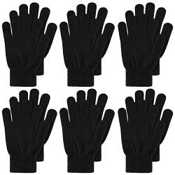 Boyiee 6 Paar Strickhandschuhe Erwachsene Vollfinger Handschuhe für Unisex Damen (Schwarz, M) von Boyiee