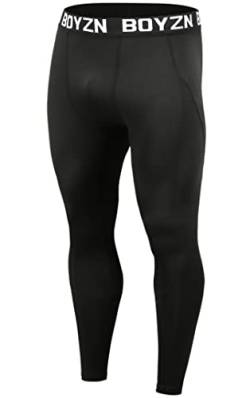 Boyzn 1er Pack Kompressionshose Herren, Sport Leggings Männer Atmungsaktiv Fitness Strumpfhosen, Funktionswäsche Tight Lang Unterhose, Laufhose Trainingstights für Fitness Gym Joggen Black-3XL von Boyzn