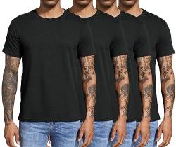 Boyzn 4er Pack T-Shirts für Herren Basic aus Baumwolle, Lässige leichte Sommer Kurzarm Casual Top, Herren T-Shirts mit Rundhalsausschnitt 4Black-4P03-3XL von Boyzn