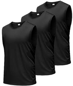 Boyzn Tank Top Herren 3er Pack Training Fitness Bodybuilding Tankshirt Schnelltrocknendes Muskelshirt Ärmellos Weste für Men Black/Black/Black-3P04-3XL von Boyzn