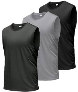 Boyzn Tank Top Herren 3er Pack Training Fitness Bodybuilding Tankshirt Schnelltrocknendes Muskelshirt Ärmellos Weste für Men Black/Grey/Dark Grey-3P05-S von Boyzn