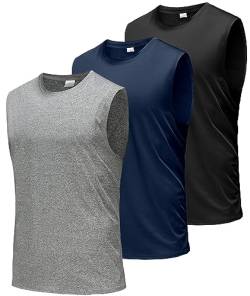 Boyzn Tank Top Herren 3er Pack Training Fitness Bodybuilding Tankshirt Schnelltrocknendes Muskelshirt Ärmellos Weste für Men Black/Navy/HGrey-3P03-3XL von Boyzn