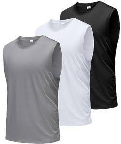 Boyzn Tank Top Herren 3er Pack Training Fitness Bodybuilding Tankshirt Schnelltrocknendes Muskelshirt Ärmellos Weste für Men Black/White/Grey-3P01-2XL von Boyzn