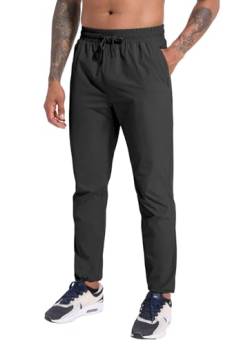 Herren Outdoorhose Wanderhose Wasserdicht Schnelltrocknend Trekkinghose Leichte Stretch Jogginghose UV Schutz UPF 50 Funktionshose Sporthose Herren Lang Laufhose Freizeithose Trainingshose Black-M von Boyzn