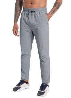 Jogginghose Herren Wanderhose Outdoorhose Leichte Trekkinghose Atmungsaktiv SchnellTrockend Wasserdicht Trainingshose Sporthose Freizeithose Laufhose Gym Sweatpants mit Reißverschlusstaschen Grey-L von Boyzn