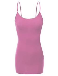 Bozzolo Damen Spaghetti-Träger, verstellbar, Basic Long Cami Tunika Tank Top, orchidee, Groß von Bozzolo