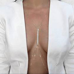 Bramian Kristall Körperkette Silber BH Sexy Strass Bikini Körperschmuck Ketten für Frauen und Mädchen von Bramian