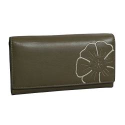 Branco Leder - sehr feine Leder Damen Geldbörse, Portemonnaie, Ladys Wallet mit aufgesticktem Blumen Motiv verfügbar - präsentiert von ZMOKA® (Olive) von Branco - präsentiert von ZMOKA