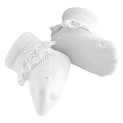 Brand Mädchen Socken Taufe Söckchen mit Spitze Röschen Weiß 2209 (50/56 - Weiß - 5-6) von Brand
