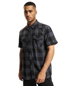 Brandit Check Shirt Herren Kurzarm, Größe:M, Farbe:Grau-Schwarz von Brandit