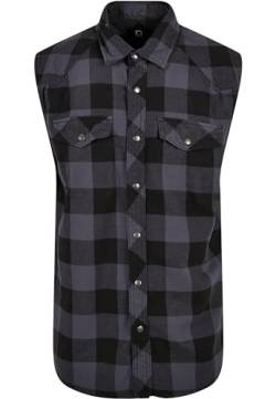 Brandit Checkshirt Sleeveless, Black-Grey, S von Brandit