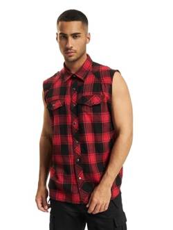 Brandit Checkshirt Sleeveless, red-Black, 4XL von Brandit