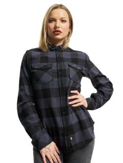 Brandit Damen Women Amy Flannel Shirt Long Sleeve Hemd, Black/Grey, L von Brandit