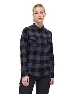 Brandit Damen Women Amy Flannel Shirt Long Sleeve Hemd, Black/Grey, M von Brandit