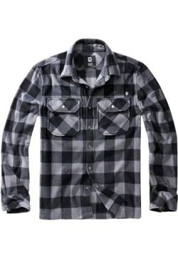 Brandit Herren Jeff Fleece Shirt Long Sleeve Hemd, Black/Grey, 5XL von Brandit