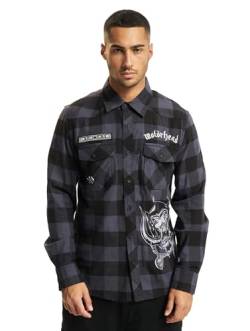 Brandit Herren Motörhead Check Shirt Long Sleeve Hemd, Black-Grey, S von Brandit