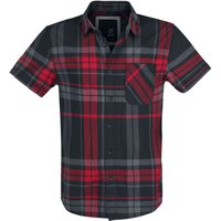 Brandit Kurzarmhemd - Mike Checkshirt - S bis 5XL - für Männer - Größe 3XL - schwarz/anthrazit/rot von Brandit