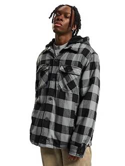 Brandit Lumber Check Shirt Hooded, Größe:6XL, Farbe:Charcoal-Schwarz von Brandit