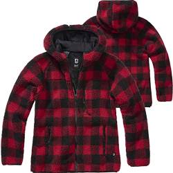 Brandit TEDDYFLEECE JACKE MIT KAPUZE DAMEN WINTERJACKE JAGD OUTDOOR FLEECEJACKE, Größe:L, Farbe:Rot-Schwarz von Brandit