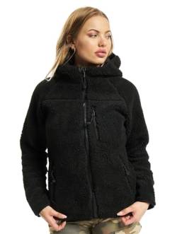 Brandit TEDDYFLEECE JACKE MIT KAPUZE DAMEN WINTERJACKE JAGD OUTDOOR FLEECEJACKE, Größe:XL, Farbe:Schwarz von Brandit