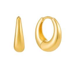 Brandlinger ® Ohrringe Silber 925. Creolen gold. Schmuck Damen vergoldet mit 18 Karat (Silber und Gold) für Frauen und Mädchen. Äußerer Durchmesser 15mm. von Brandlinger
