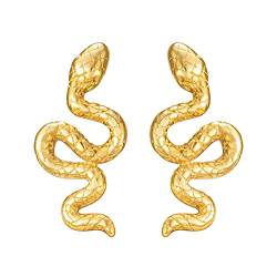 Brandlinger ® Schlangen Ohrringe Silber 925. Schmuck Damen vergoldet mit 18 Karat (Silber und Gold) für Frauen und Mädchen. Größe der Ohrstecker 12mm. (Gold) von Brandlinger