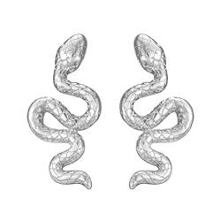 Brandlinger ® Schlangen Ohrringe Silber 925. Schmuck Damen vergoldet mit 18 Karat (Silber und Gold) für Frauen und Mädchen. Größe der Ohrstecker 12mm. (Silber) von Brandlinger