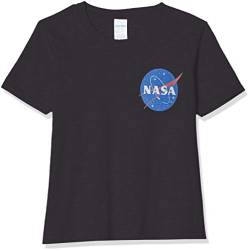 Brands In Limited Mädchen NASA Insignia Logo Pocket T-Shirt, Schwarz (Black BLK), 5-6 Jahre (Herstellergröße: 5-6Y) von Brands In Limited