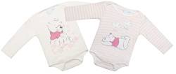 Brandsseller Baby Body Langarm Strampler |2er Set | Mit Motiven im Stil von Winnie Pooh - Minnie Maus - Mickey Maus (62/68, Creme/Pink) von Brandsseller