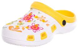 Brandsseller Damen Clog Gartenclog Gartenschuhe Schuh Pantolette Hausschuh leicht Blumenmuster - gelb - 41 von Brandsseller