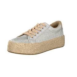 Brandsseller Damen Espadrilles Sommer Freizeitschuh Sneaker - mit Glitzer- Farbe: Silber - Gr: 39 von Brandsseller