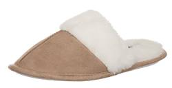 Brandsseller Damen Hausschuh Pantoffel Winter Velouroptik Innen Soft Fleece Kuschel Fell Plüsch Rand Rutschfester Slipper - Farbe: Beige - Größe: 36 von Brandsseller