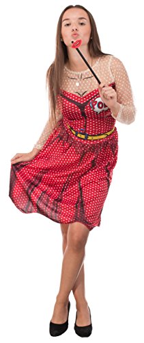 Brandsseller Damen Kostüm - POP Art - Kleid mit Haarreif und Kussmund Accessoire - Fasching Karneval Junggesellenabschied- Größe: S/M von Brandsseller