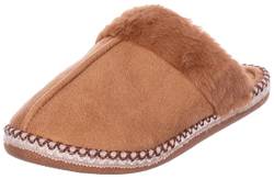 Brandsseller Damen Plüsch Pantoletten Pantoffeln Hausschuhe Microfaser Slipper Fell/Velourleder Optik Braun 39 von Brandsseller