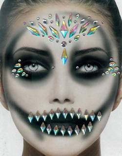 Brandsseller Gesichts-Tattoo Halloween - Aufkleber Set Klebetattoos Temporäre Tattoos Halloween/Karneval Silber von Brandsseller