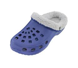 Brandsseller Herren Clogs Pantoffel Schuhe Gartenschuhe Hausschuhe gefüttert Slipper - Farbe: Blau/Grau - Größe: 40 von Brandsseller