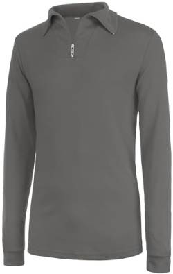 Brandsseller Herren Ski Shirt, 60, 80% Baumwolle - 20% Viscose, Light Grey, Langarm, Rollkragen, Reißverschluss von Brandsseller