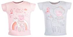 Brandsseller Kinder T-Shirt 2er Set Freizeitshirt Kurzarmshirt mit Motiven im Stil von Schweinchen Rosa/Grau - 110/116 von Brandsseller