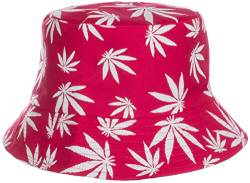 Brandsseller Sonnenhut Cannabis Design Fischerhut Sommerhut Strandhut Travel Cap 100% Baumwolle Rot von Brandsseller