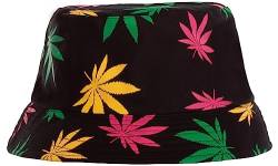 Brandsseller Sonnenhut Cannabis Design Fischerhut Sommerhut Travel Cap 100% Baumwolle (Schwarz-Bunt) von Brandsseller