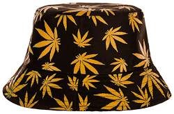 Brandsseller Sonnenhut Cannabis Design Fischerhut Sommerhut Travel Cap 100% Baumwolle Schwarz-Gelb von Brandsseller