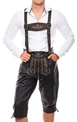 Brandsseller Trachten Lederhose Herren Capri-Länge Dunkelbraun – Gr. 50 – Oktoberfest von Brandsseller