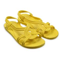 Brasileras Damen, Kinder Mädchen Zehensandalen rutschfester bequem schuhe für strand/schwimmbad/stadt gelb 38 EU von Brasileras