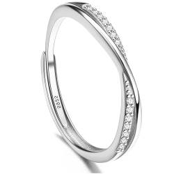 Brateuanoii Ring Silber 925 Damen, Ring Silber 925 Damen Mit Zirkonia, Diamantring S925 Sterlingsilber, Ring Verstellbar Damen Verlobungsringe, Eheringe, Geburtstagsgeschenke, Jubiläumsgeschenke von Brateuanoii