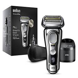 Braun Series 9 Pro Elektrorasierer für Herren, Bartrasierer mit ProLift Trimmer und Kopf 4in1, Reinigungs- und Ladezentrum 5in1, Hülle, wiederaufladbar, kabellos, 9466 DC, Chrom von Braun